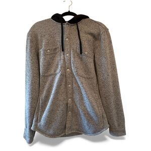 American Eagle Outfitters Heather Gray Hooded Jacket/Sweatshirt Y2K Snap Button